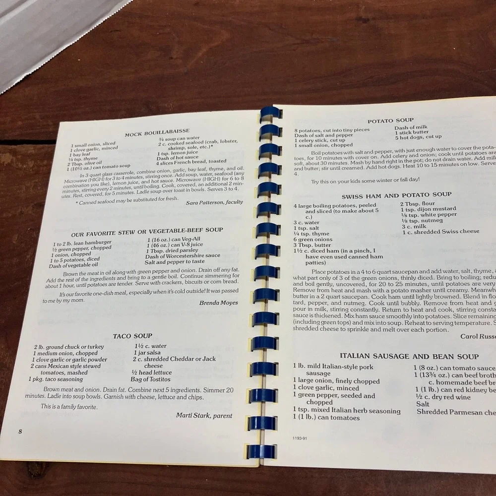 The Cafe Arrowhead 1991-1992 Arrowhead PTA Cookbook Recipes Spiral Bound